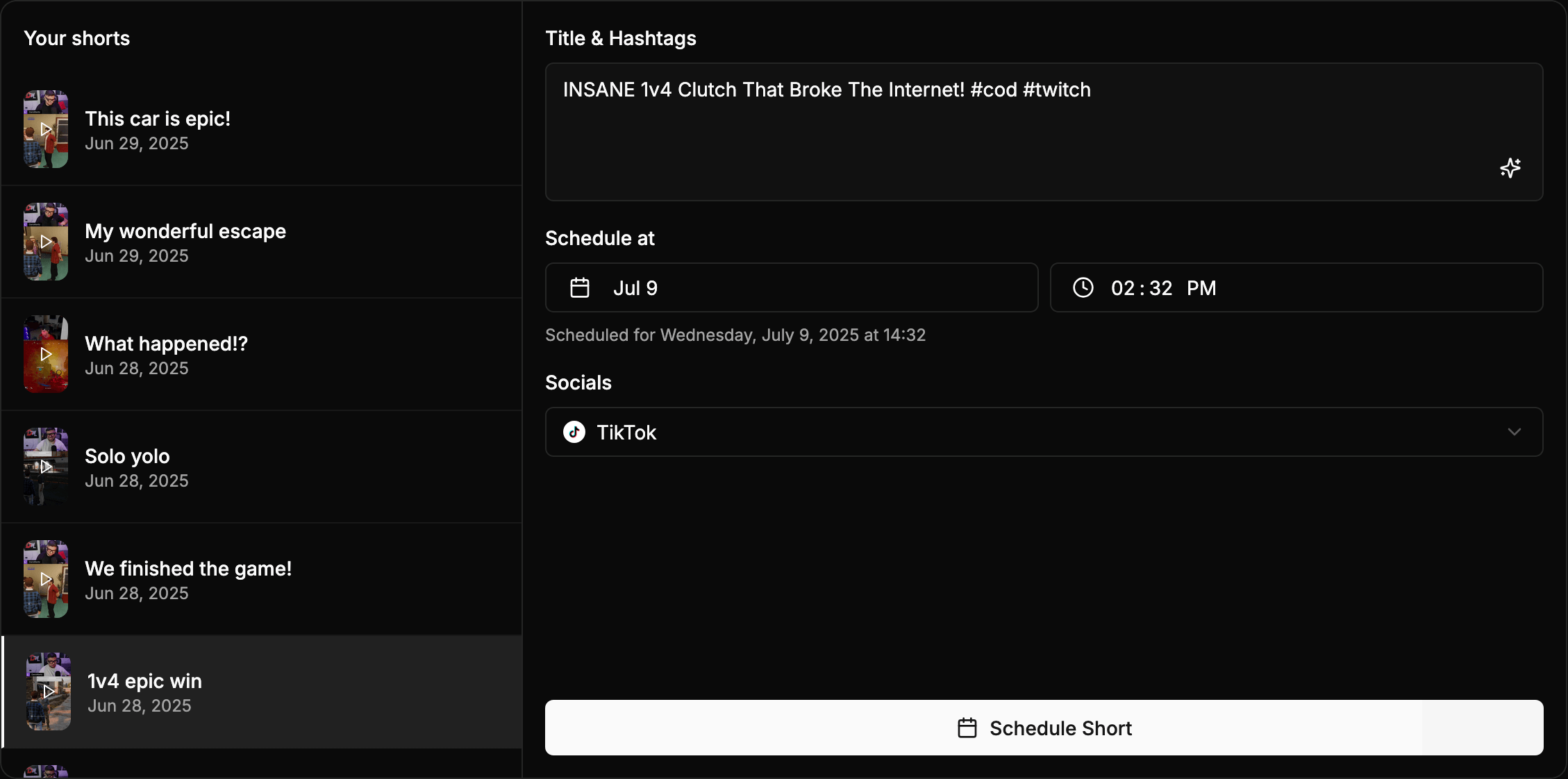 Content Scheduler Interface
